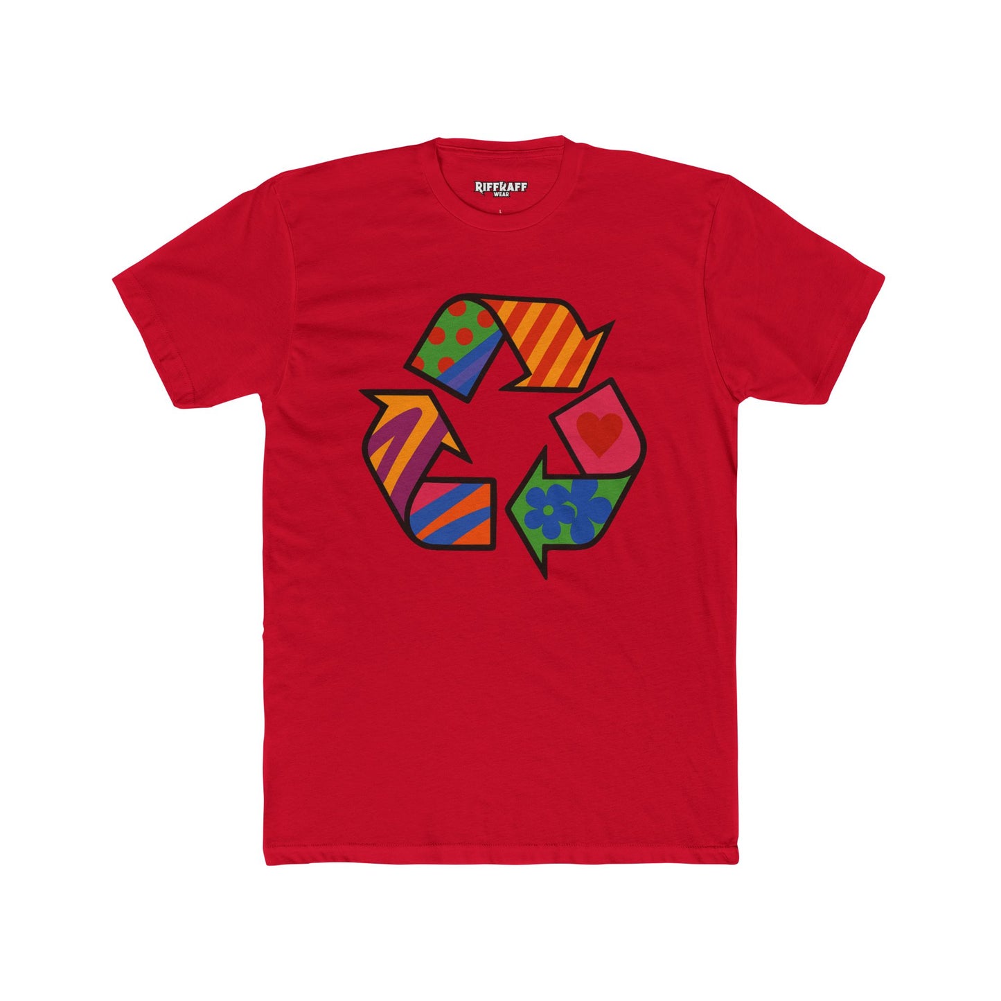 Colorful Recycle Symbol Unisex Cotton Crew Tee - Eco-Friendly Fashion - Riff Raff Wear
