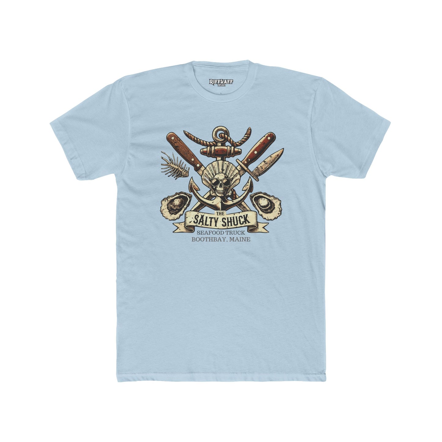 Salty Shuck Seafood Truck Crew Tee | Vintage Inspired Unisex Cotton T-Shirt - Riff Raff Underground