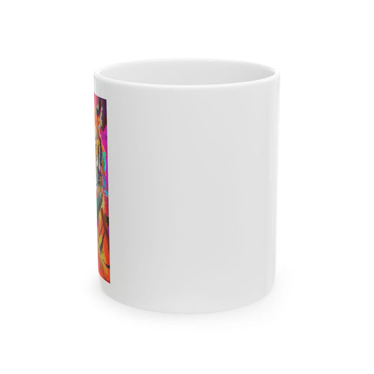 Riff Raff Wear Graphic Art Tiger Eating Ice Cream Ceramic Mug, (11oz, 15oz)