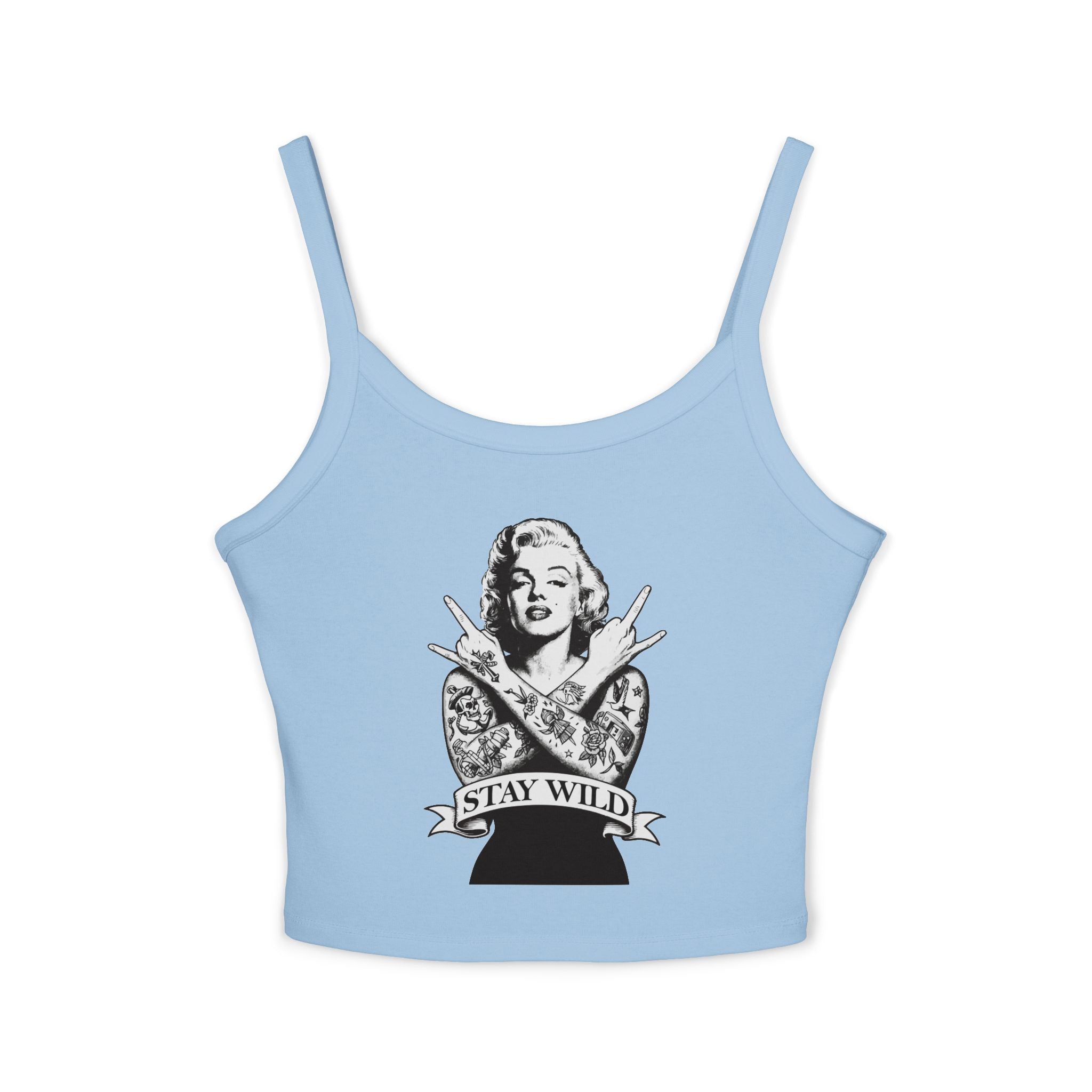 Stay Wild Marilyn Monroe Spaghetti Strap Tank Top – Trendy Women's Apparel for Summer & Festivals - Riff Raff Wear