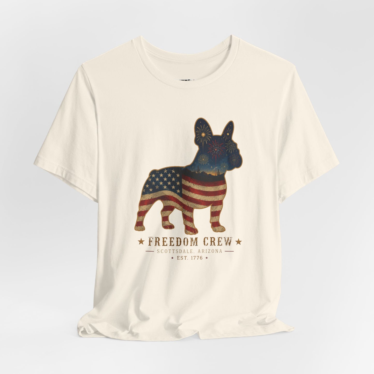 Freedom Crew Frenchie T-Shirt – Patriotic Bulldog Flag Tee