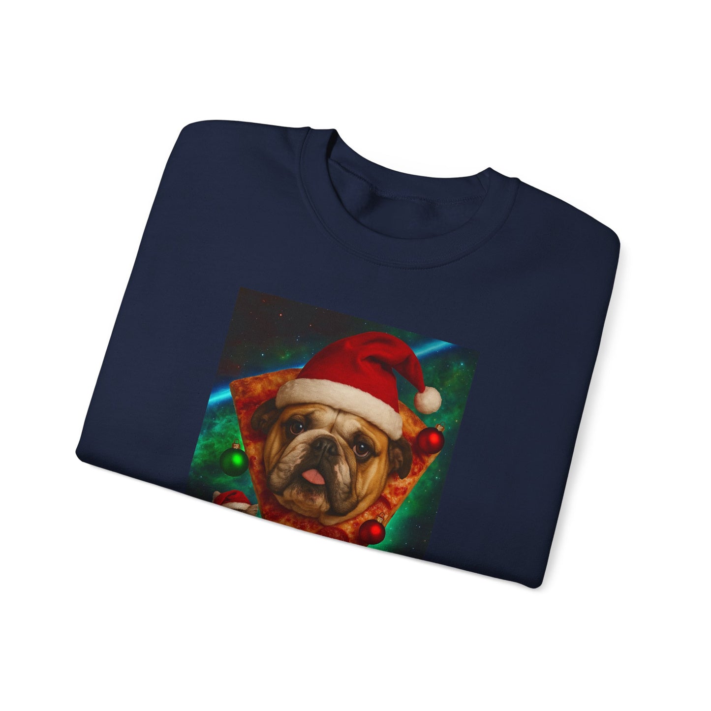 Festive Dog Pizza Sweatshirt, Holiday Gift, Christmas Apparel, Unisex Crewneck, Dog Lover Sweatshirt - Riff Raff Wear