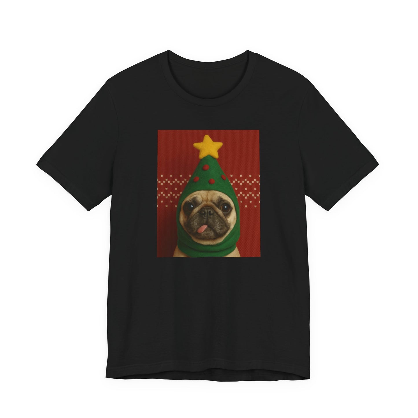 Christmas Pug Tee | Unisex Jersey Short Sleeve Tee, Fun Holiday T-Shirt, Cute Dog Shirt, Gift for Pet Lovers, Festive Apparel, Party Wear - Riff Raff Wear