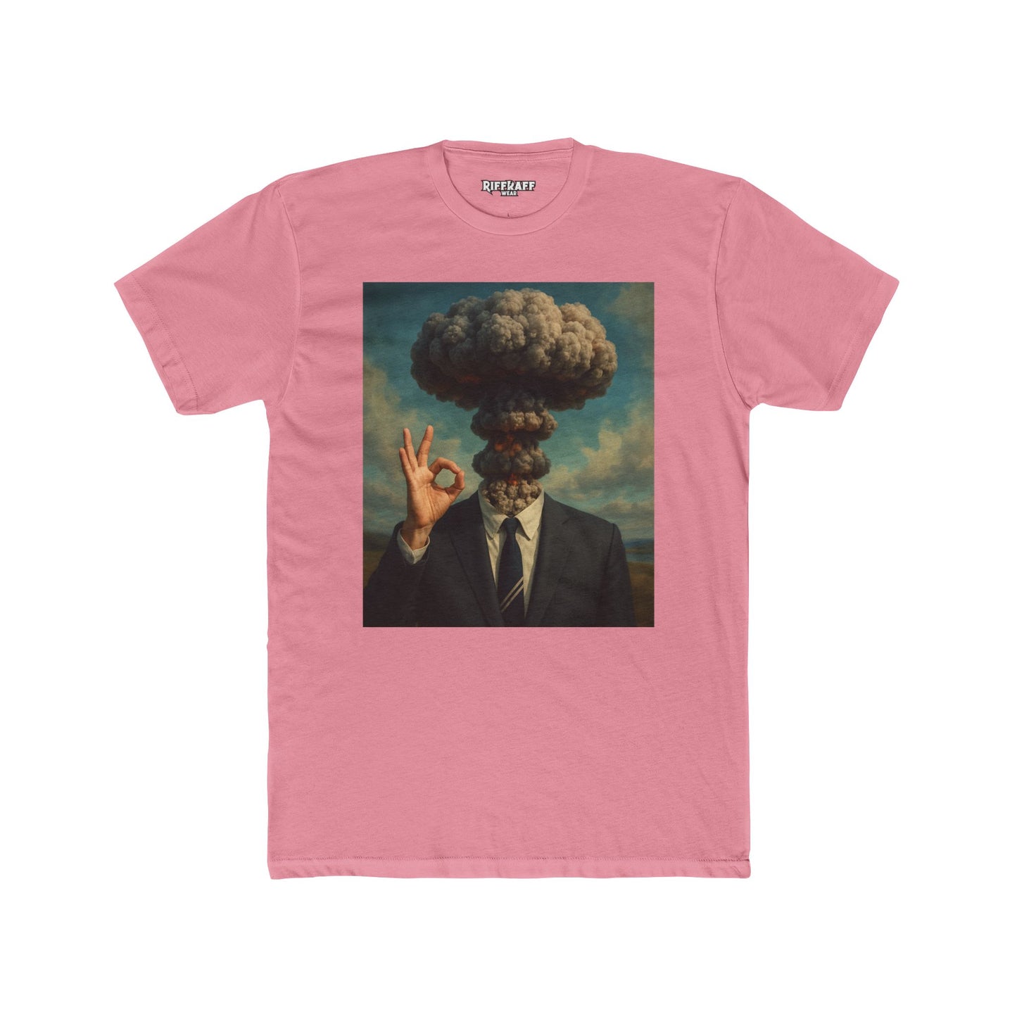 Surrealist Men's Cotton Crew Tee - Explosive Graphic Art - Riff Raff Wear