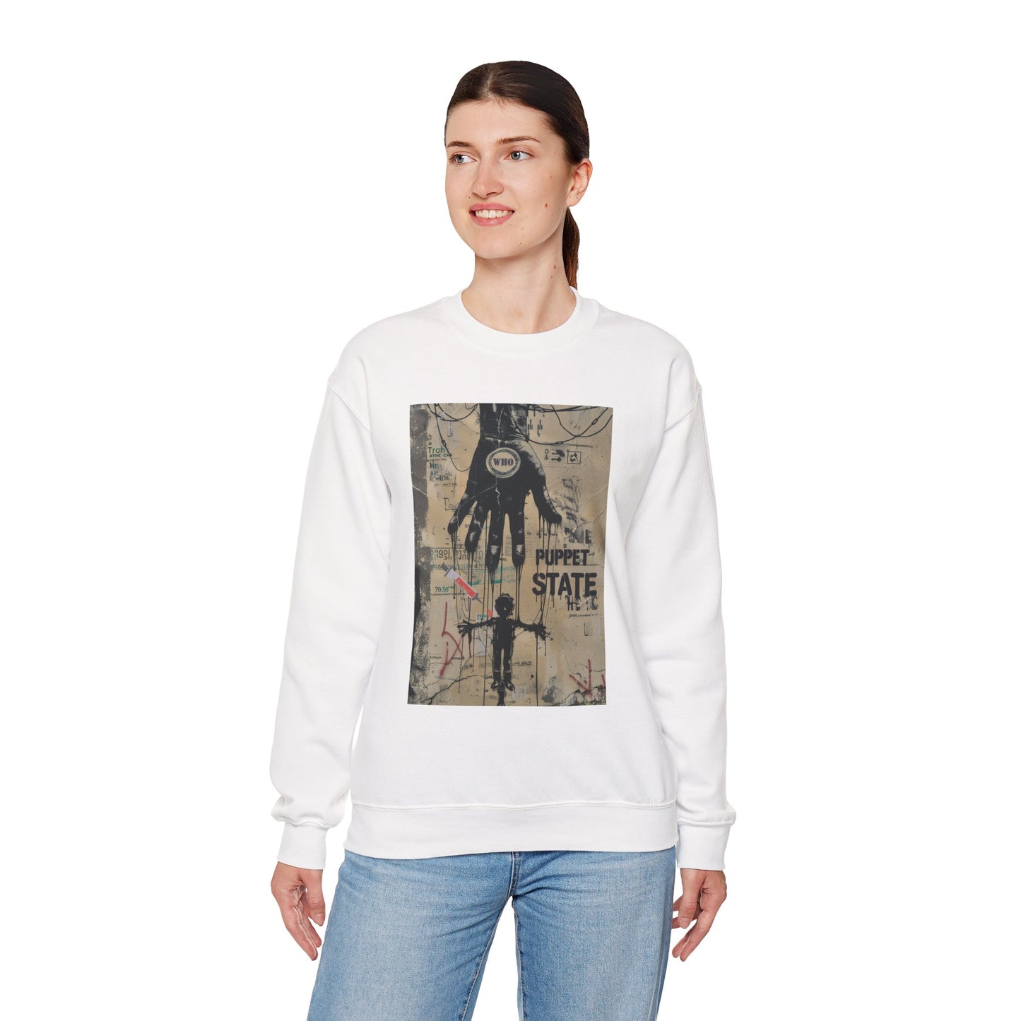 Artistic Puppet State Sweatshirt - Unisex Crewneck for Creative Souls - Riff Raff Wear