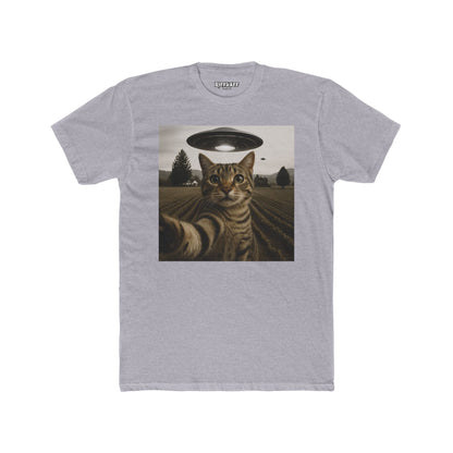 Alien Cat Unisex Cotton Crew Tee – Funny UFO Graphic T-Shirt - Riff Raff Wear