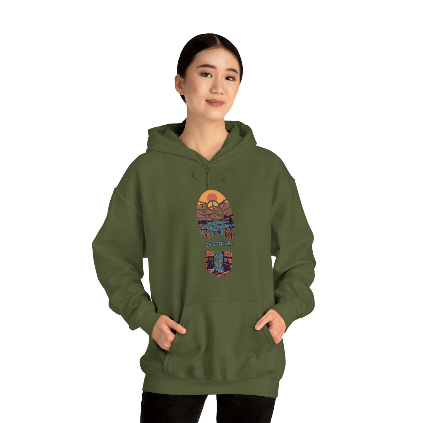 Off Trail Boot Print Unisex Heavy Blend™ Hooded Sweatshirt