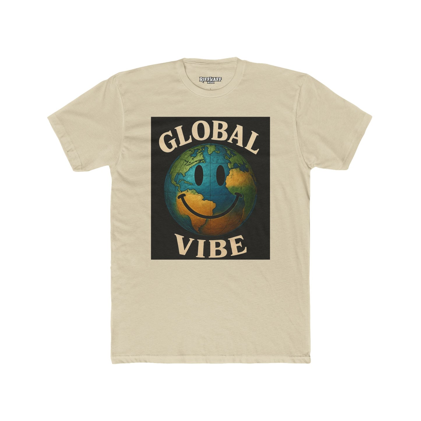 Global Vibe Unisex Cotton Crew Tee - Positive Earth Design for Eco Lovers - Riff Raff Wear