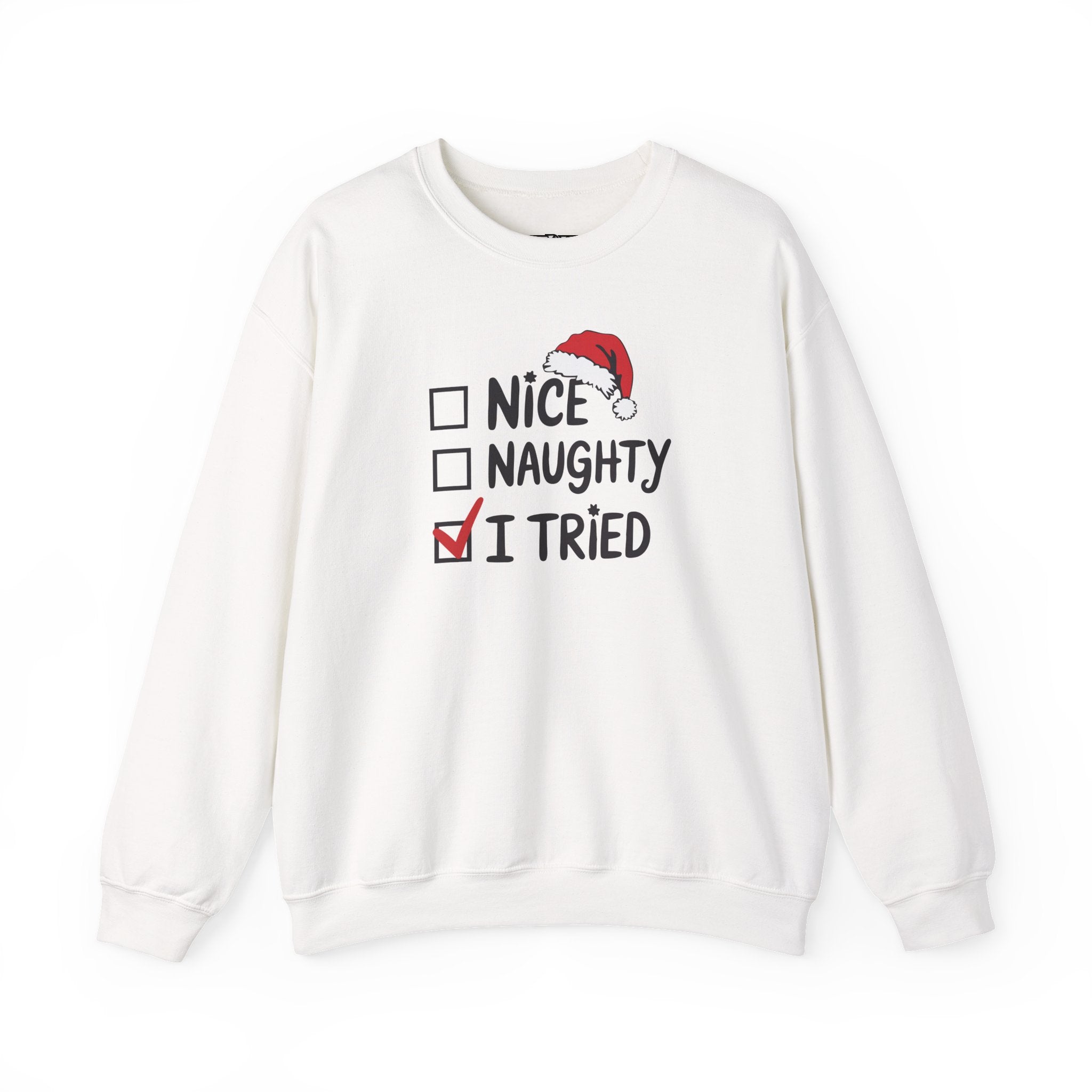 Christmas Sweatshirt, Funny Holiday Gift, Cozy Crewneck, Naughty Nice Humor, Unisex Winter Style, Festive Apparel - DMHoops.com