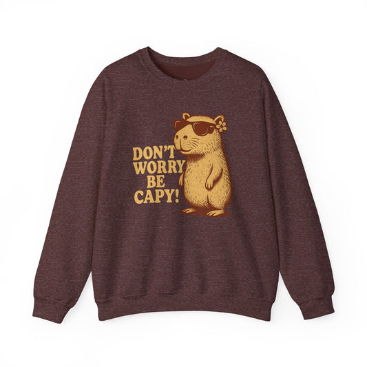 Don't Worry Be Capy! - Unisex Heavy Blend Crewneck Sweatshirt - Riff Raff Wear