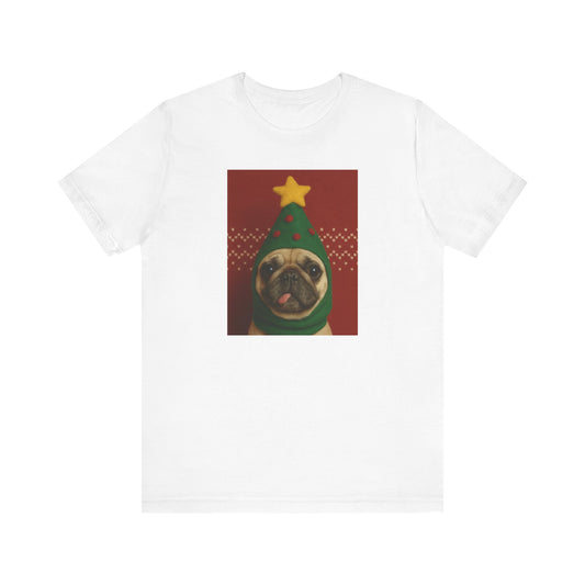 Christmas Pug Tee | Unisex Jersey Short Sleeve Tee, Fun Holiday T-Shirt, Cute Dog Shirt, Gift for Pet Lovers, Festive Apparel, Party Wear - Riff Raff Wear
