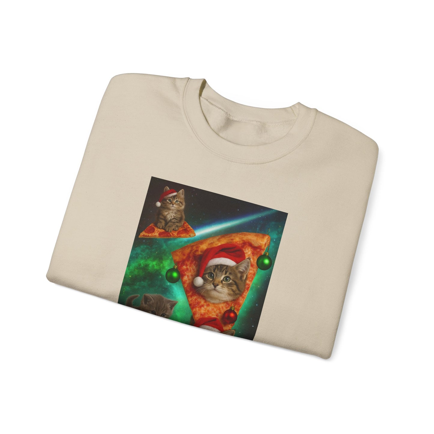 Cat Lovers Pizza Sweatshirt, Funny Gift for Cat Enthusiasts, Cozy Holiday Apparel, Perfect for Christmas, Unique Animal Sweatshirt - Riff Raff Wear