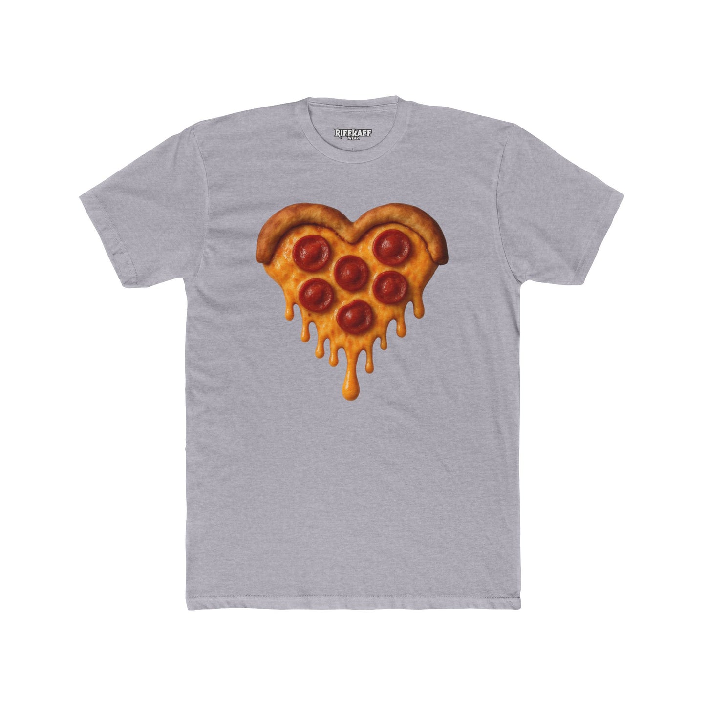 Heart-Shaped Pizza Unisex Cotton Crew Tee - Fun Foodie Apparel - Riff Raff Wear