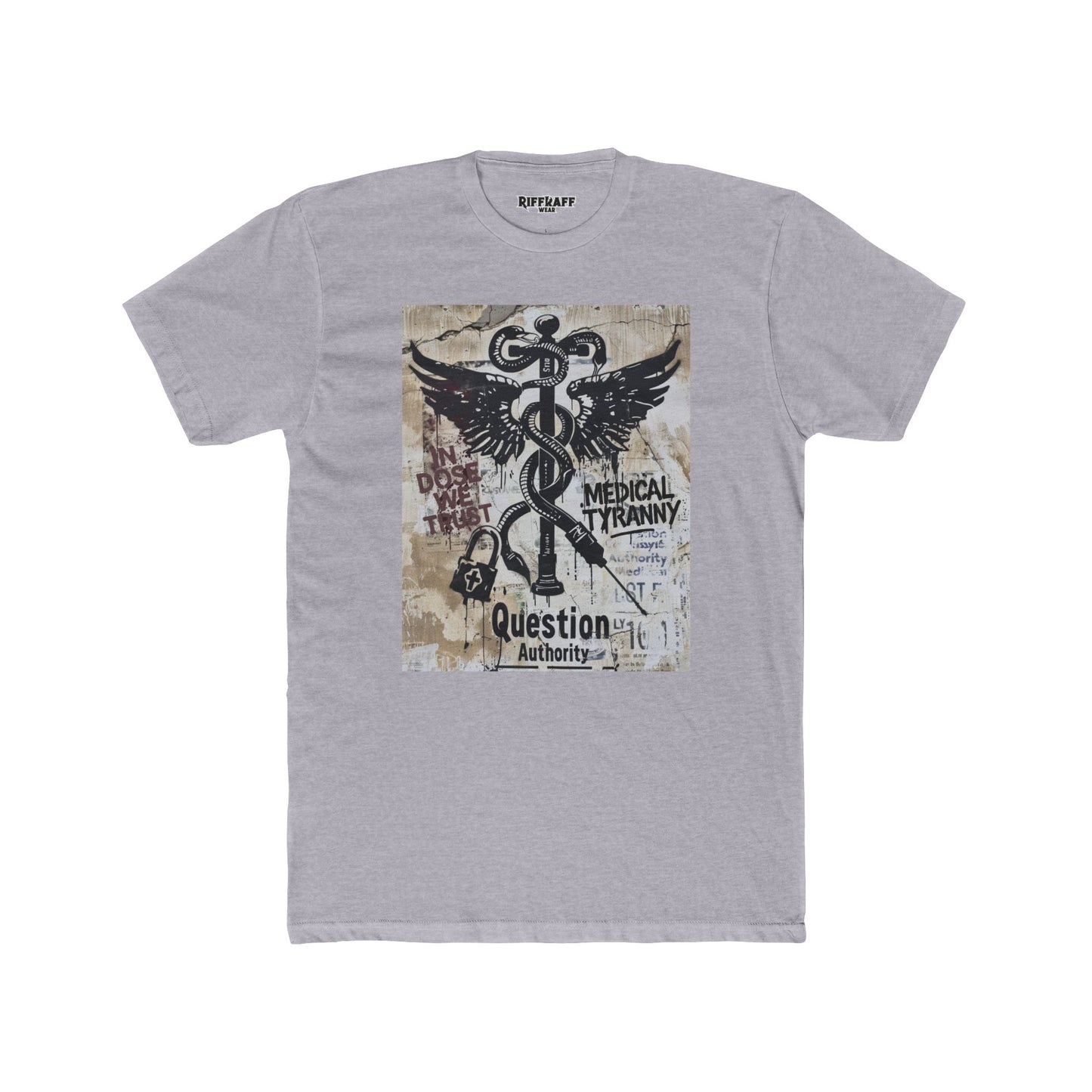 Unisex Cotton Crew Tee - Question Authority   Free Thinkers Political Art - Riff Raff Wear