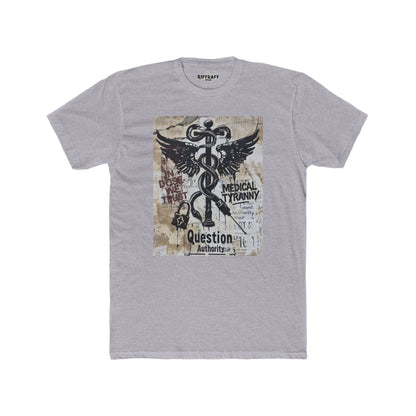 Unisex Cotton Crew Tee - Question Authority   Free Thinkers Political Art - Riff Raff Wear