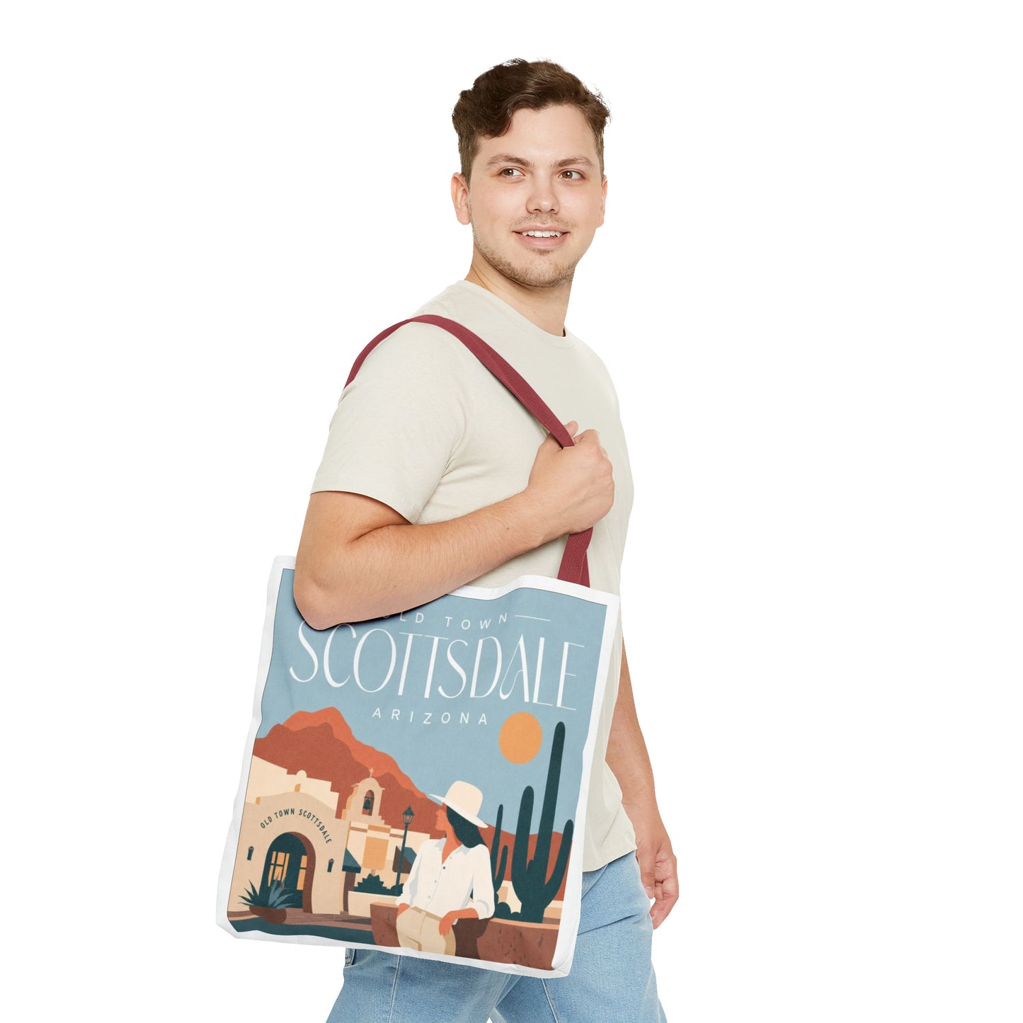 Scottsdale Arizona Vintage Travel Tote Bag — Old Town Desert Poster Design