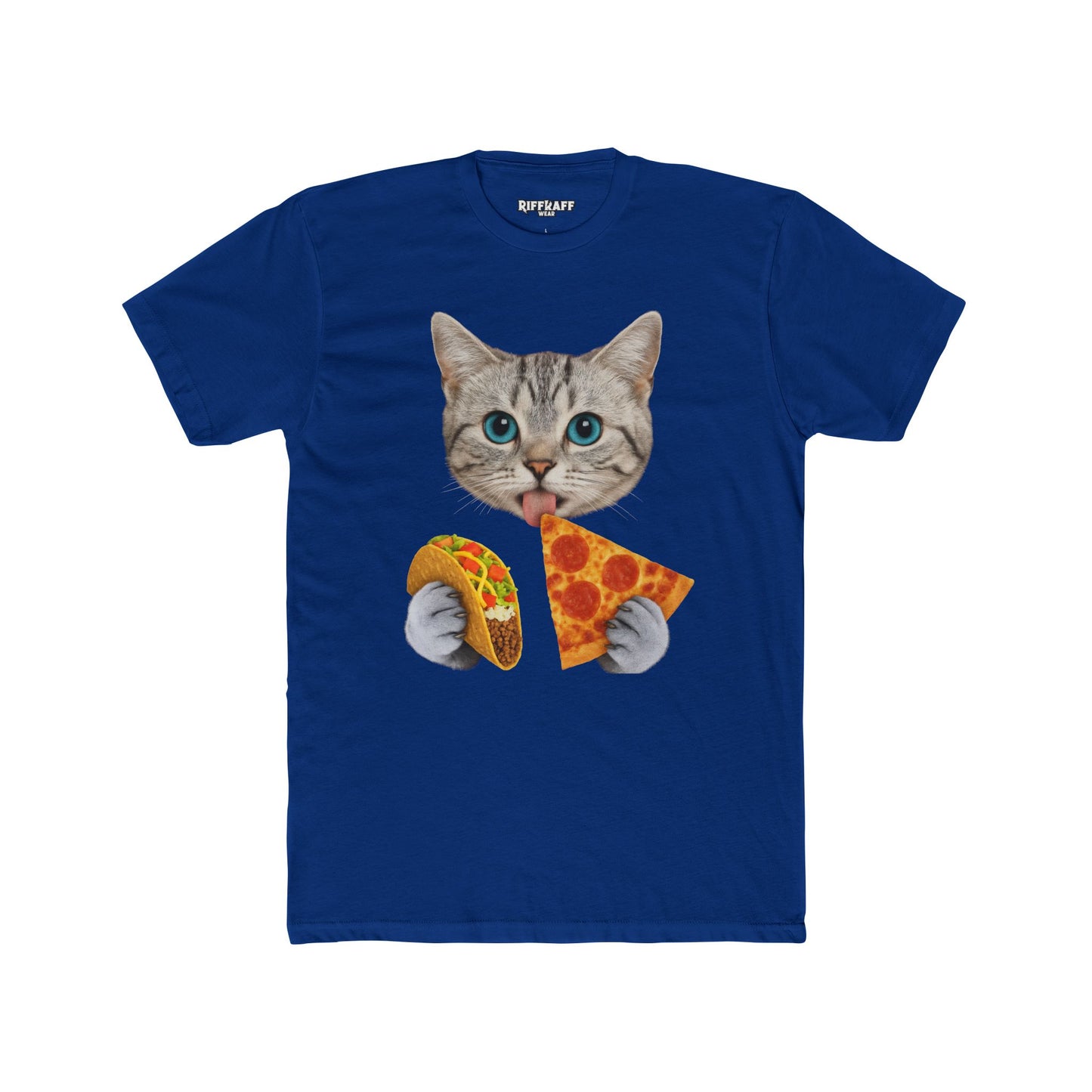 Funny Cat Pizza Taco Unisex Cotton Crew Tee - Riff Raff Wear