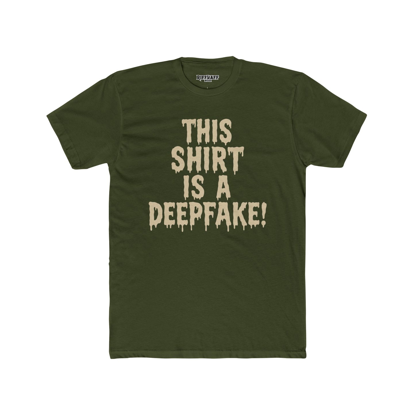 Funny Unisex Cotton Crew Tee - 'This Shirt is a Deepfake!' - Riff Raff Wear