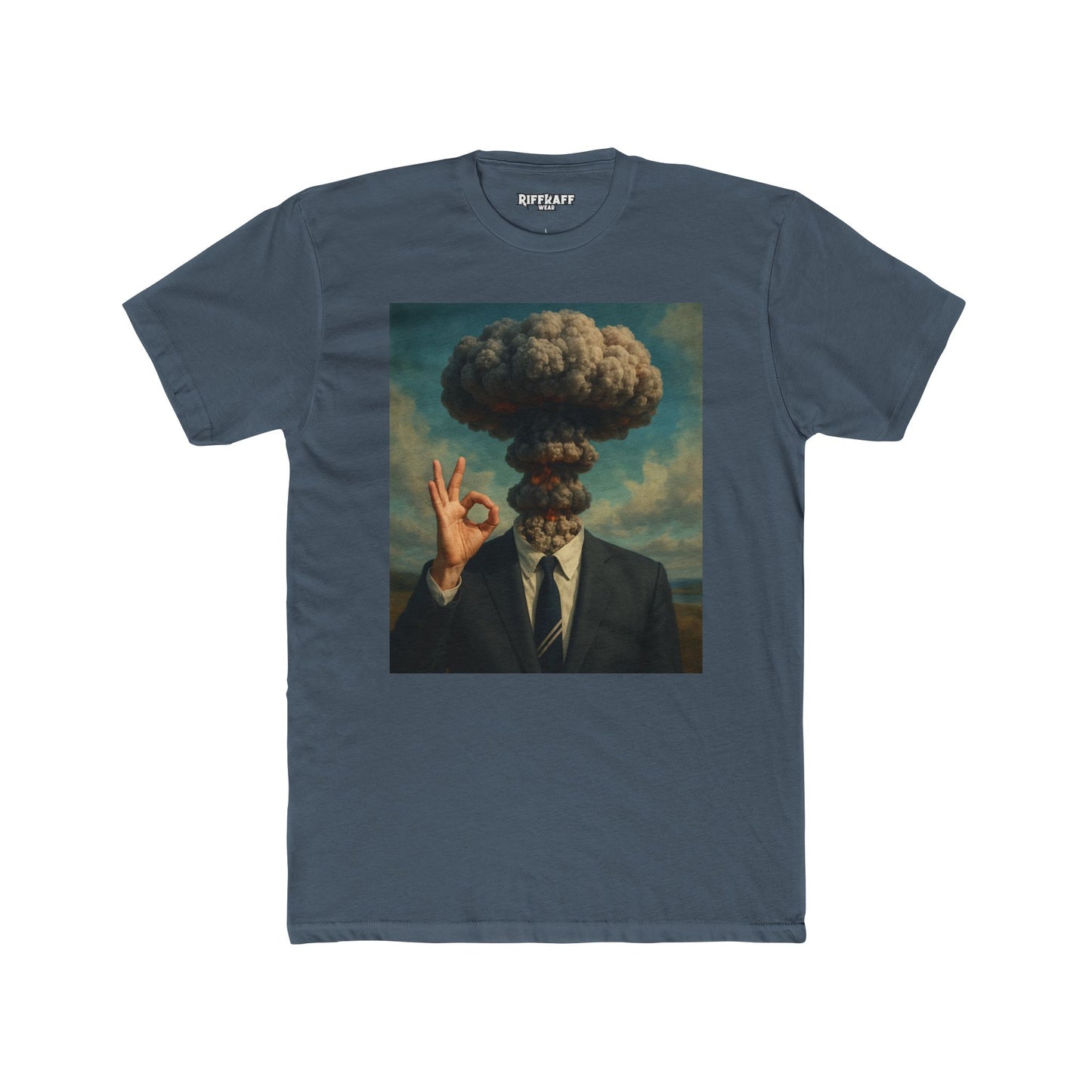Surrealist Men's Cotton Crew Tee - Explosive Graphic Art - Riff Raff Wear