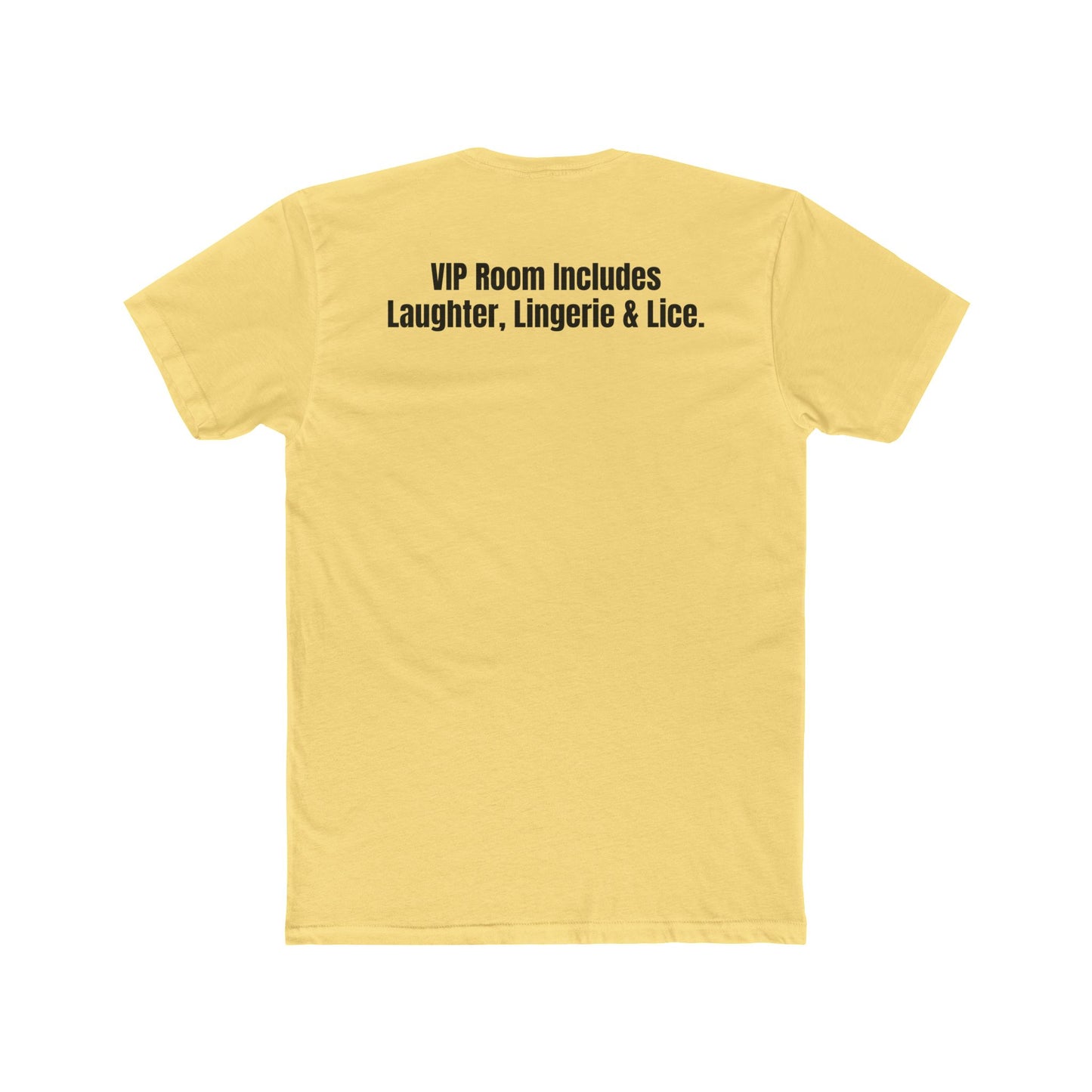 Velvet Clam Unisex Cotton Crew Tee - Funny Graphic T-Shirt with VIP Room Text - Riff Raff Underground