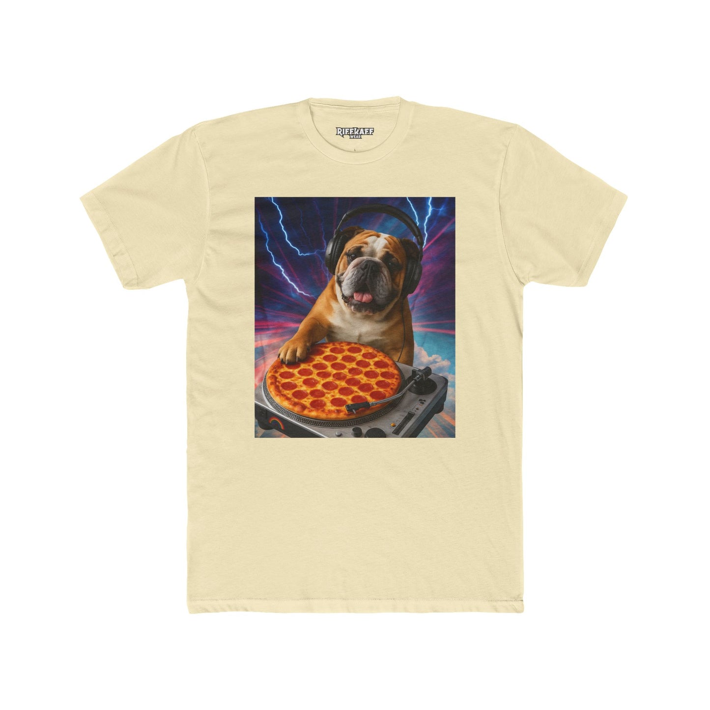 Funny DJ Dog Pizza Unisex Cotton Crew Tee - Riff Raff Wear