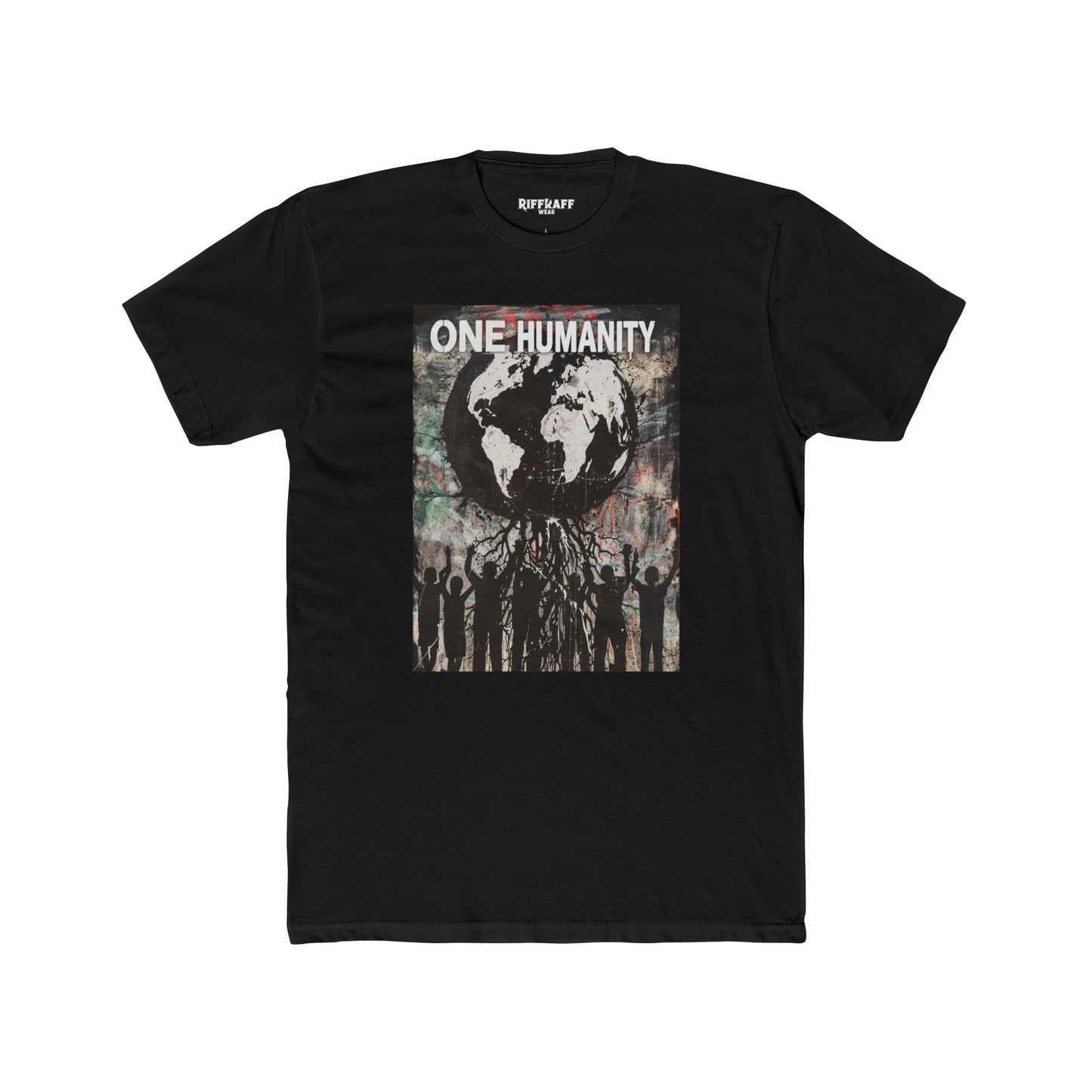 One Humanity Unisex Cotton Crew Tee -  Political Art - Riff Raff Wear