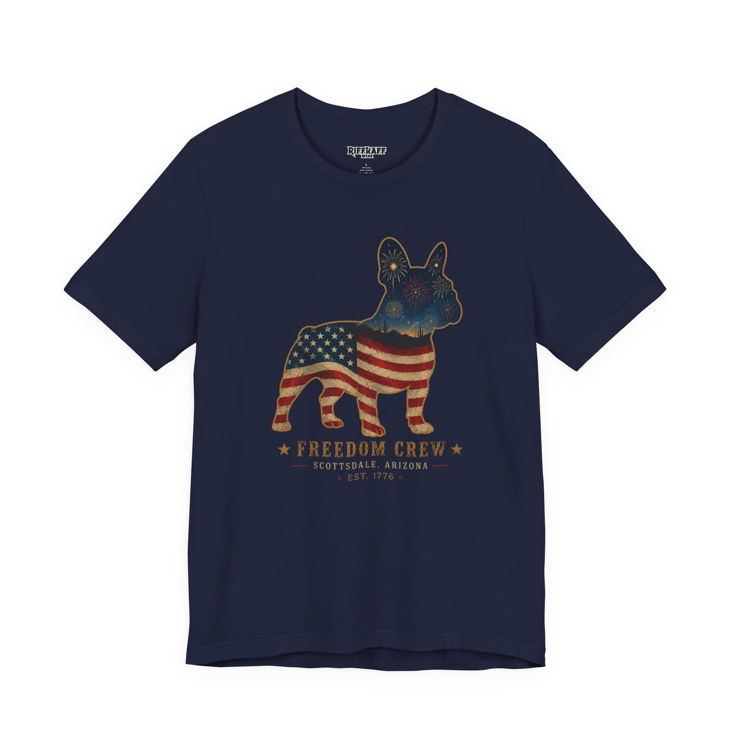 Freedom Crew Frenchie T-Shirt – Patriotic Bulldog Flag Tee