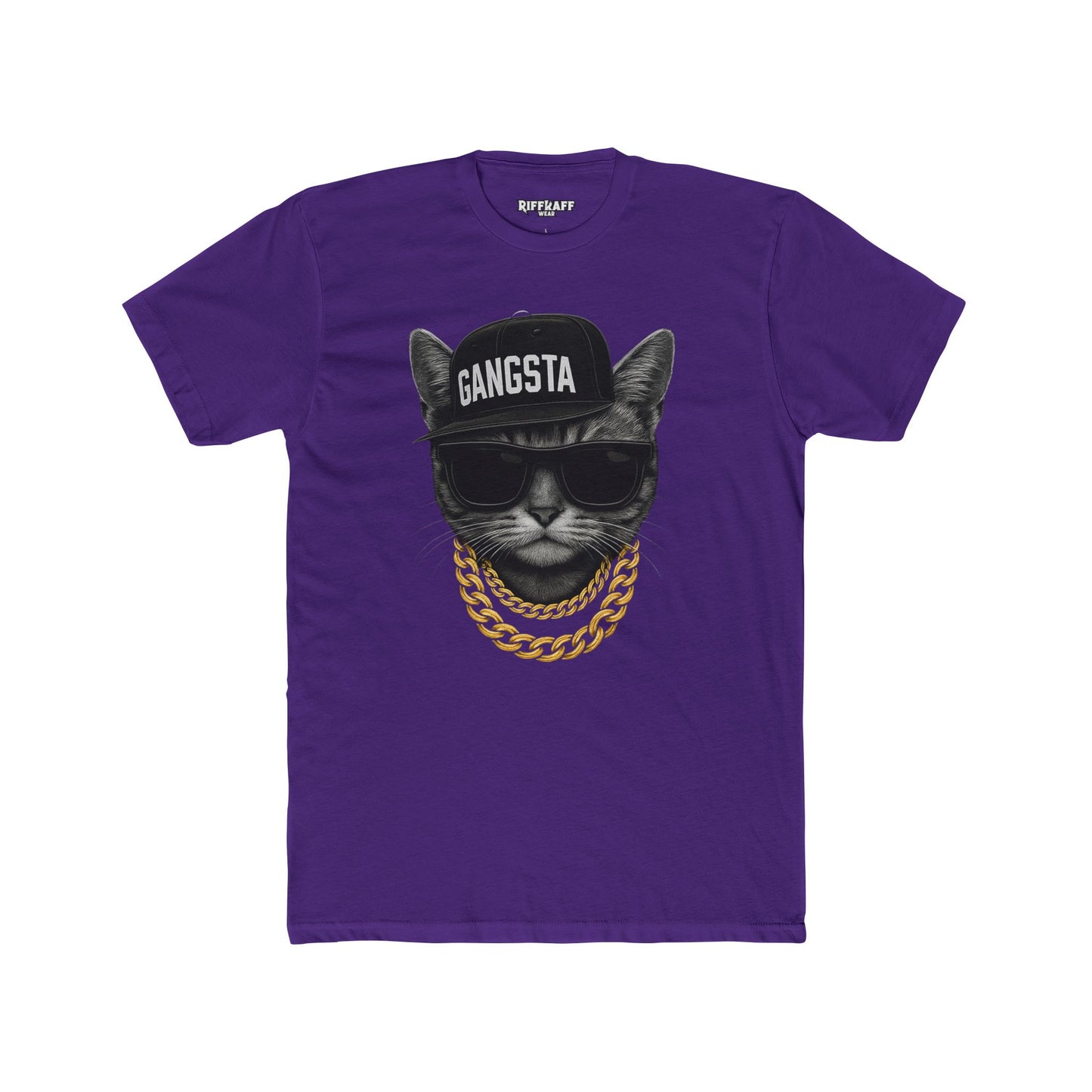 Gangsta Cat Unisex Cotton Crew Tee - Apparel for Animal Lovers - Riff Raff Wear