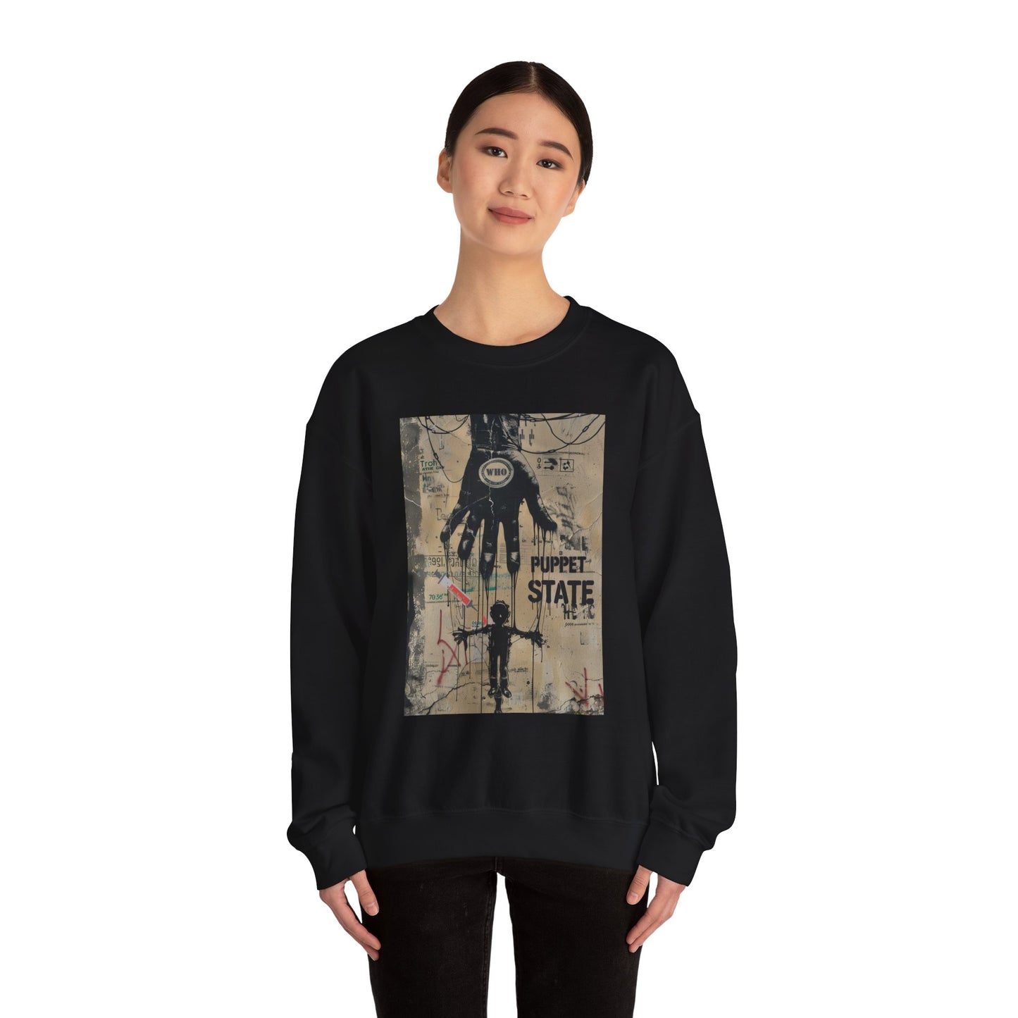 Artistic Puppet State Sweatshirt - Unisex Crewneck for Creative Souls - Riff Raff Wear