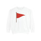 Unisex Garment-Dyed Sweatshirt with Red Flag Design - Casual Cozy Wear - Riff Raff Wear