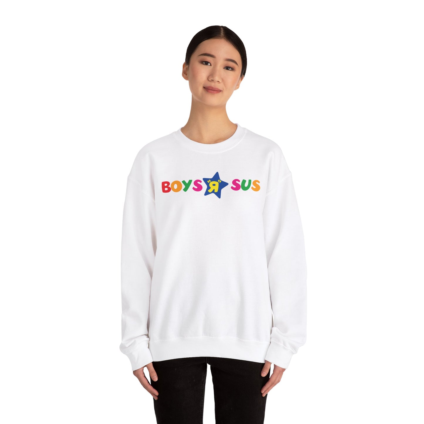Parody Logo Series - Boys R Sus Unisex Heavy Blend Crewneck Sweatshirt - Fun and Comfortable - Riff Raff Wear