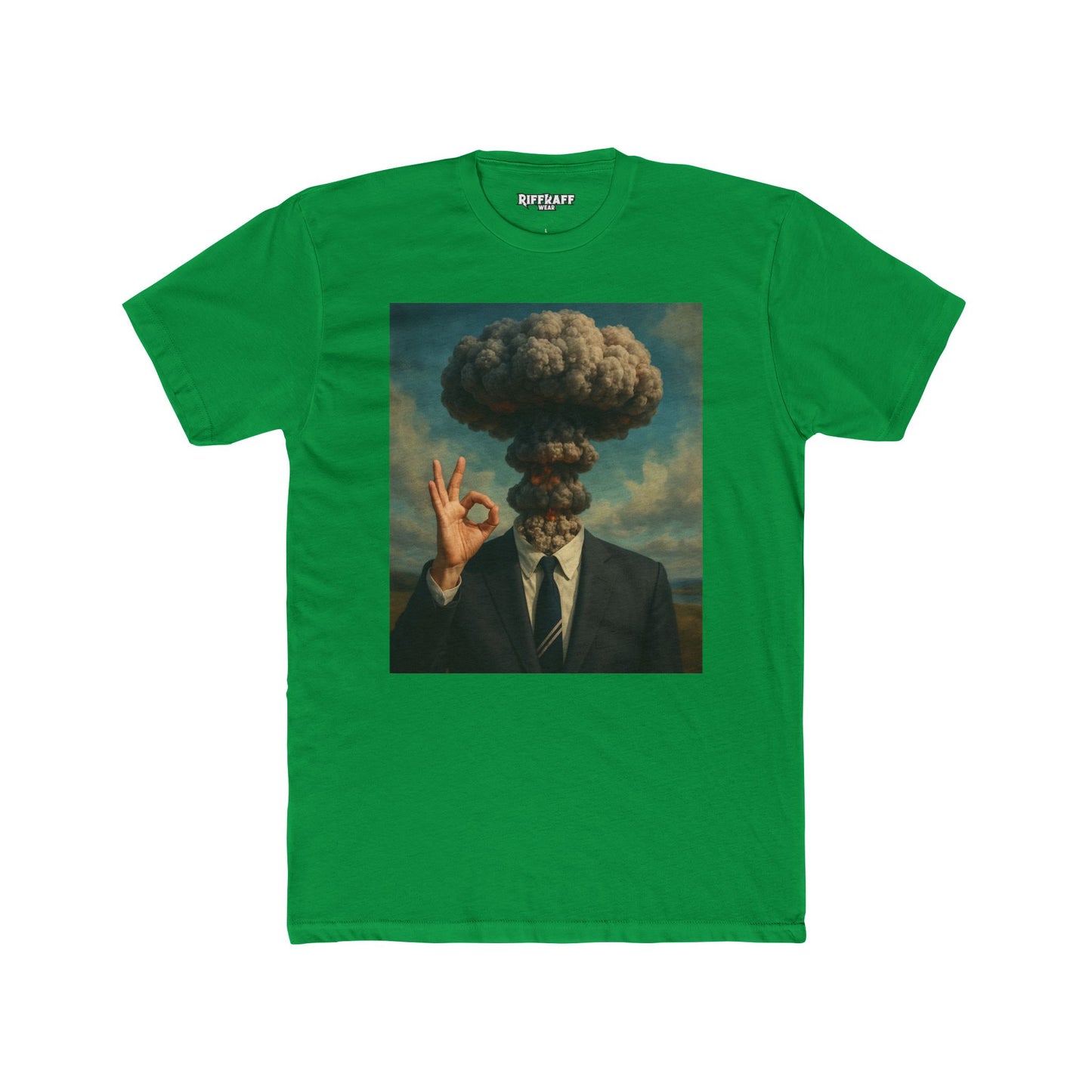 Surrealist Men's Cotton Crew Tee - Explosive Graphic Art - Riff Raff Wear