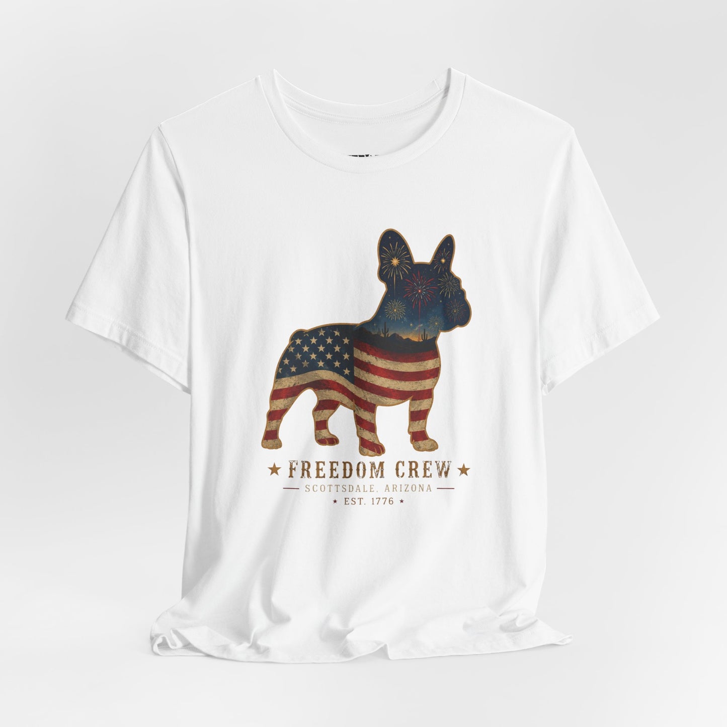 Freedom Crew Frenchie T-Shirt – Patriotic Bulldog Flag Tee