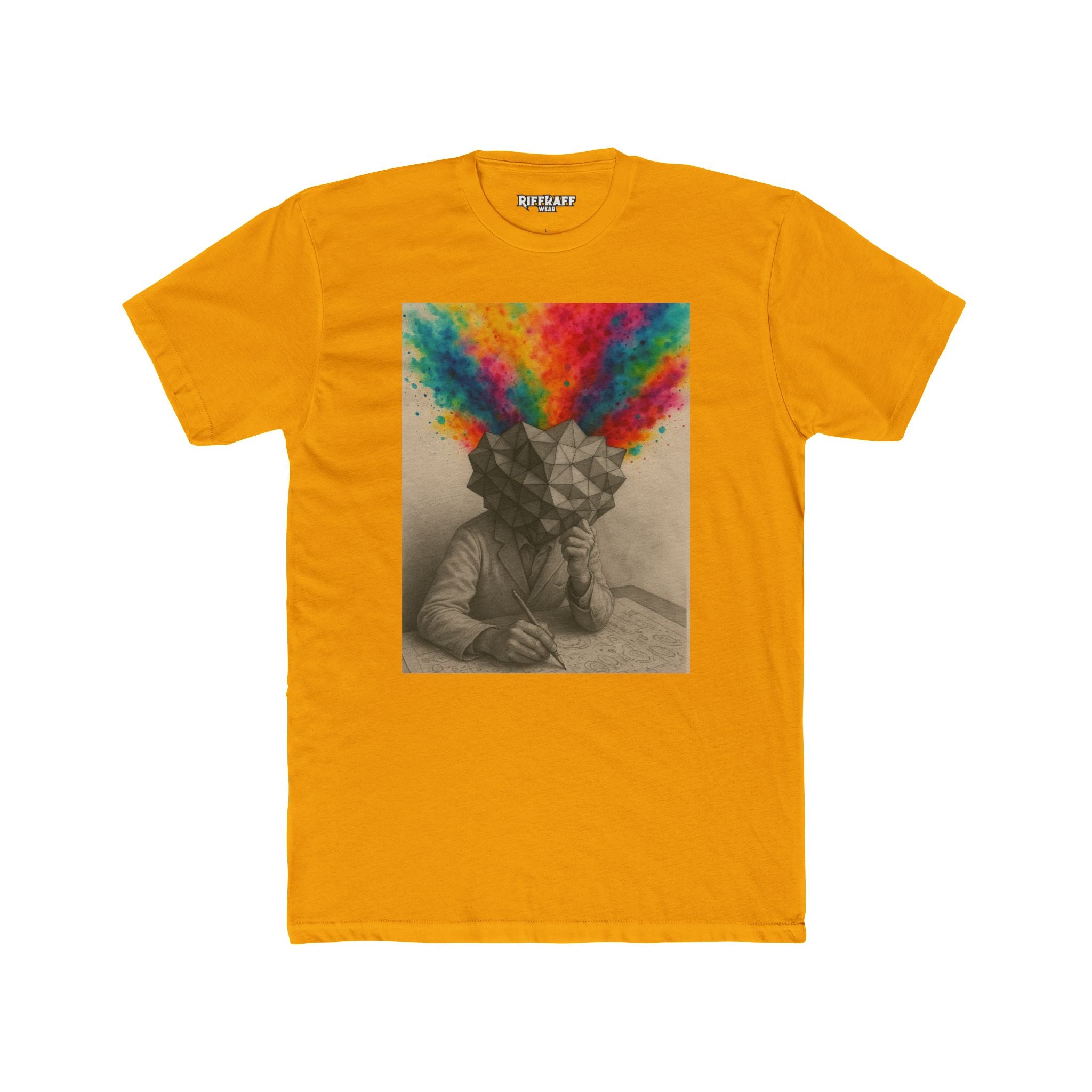 Creative Mind Unisex Cotton Crew Tee - Colorful Brain Design T-Shirt - Riff Raff Wear