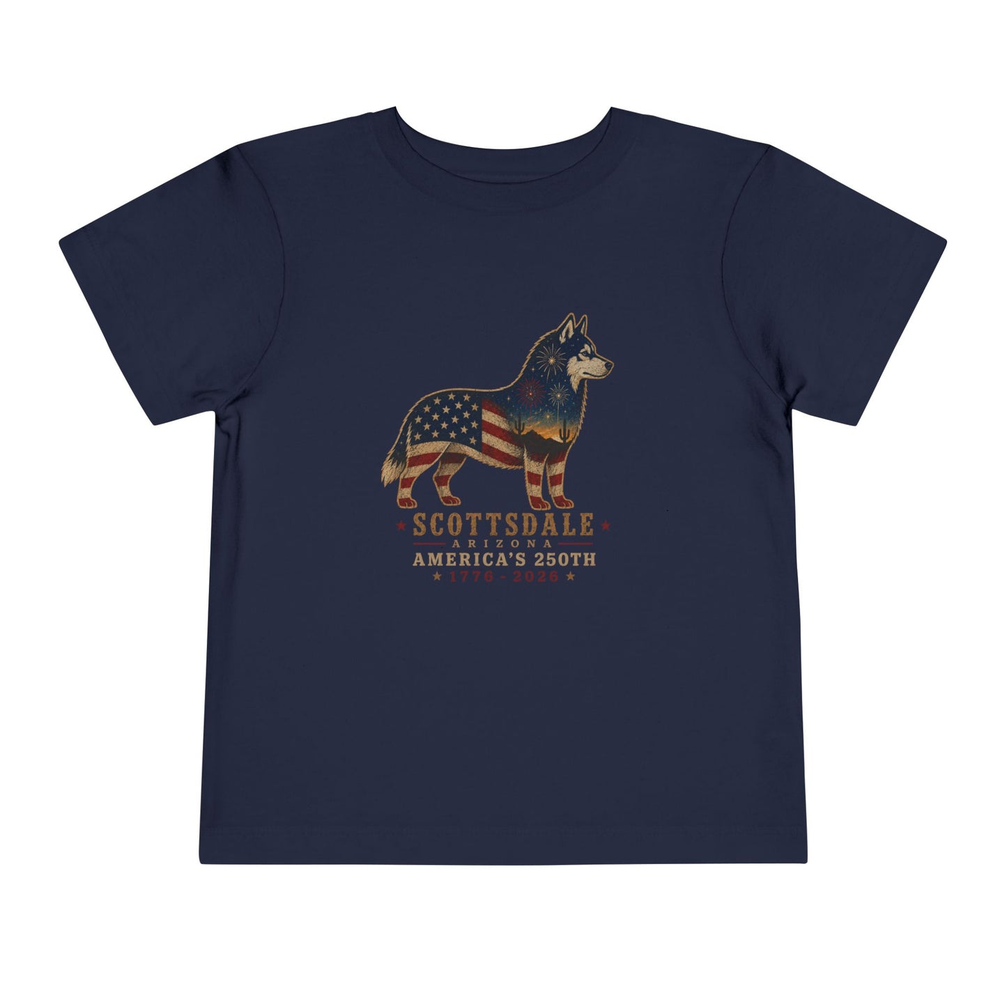 Toddler Tee — Scottsdale America’s 250th Flag Husky Dog Graphic