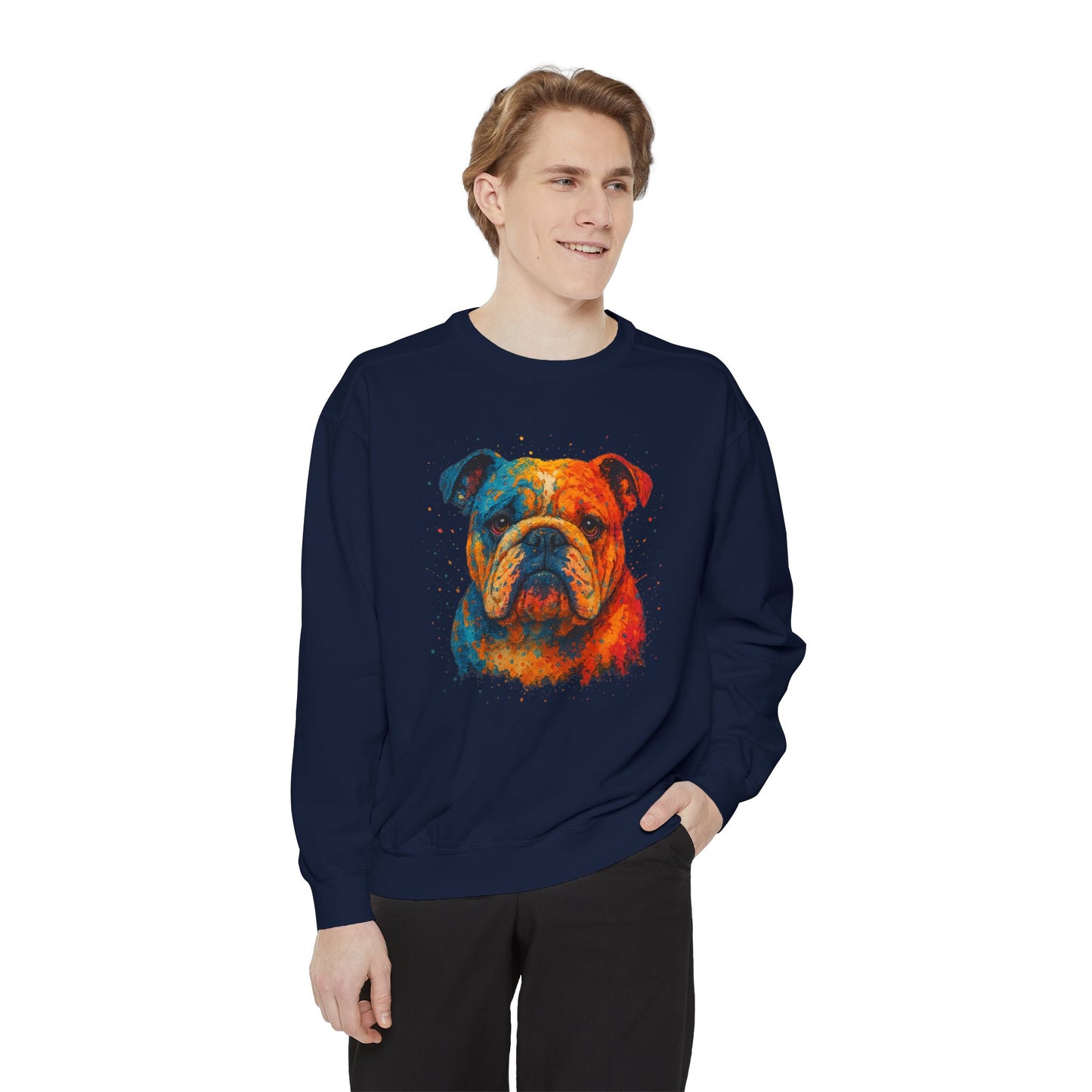 Vibrant Bulldog Sweatshirt - Cozy, Garment-Dyed Unisex Style - Riff Raff Wear