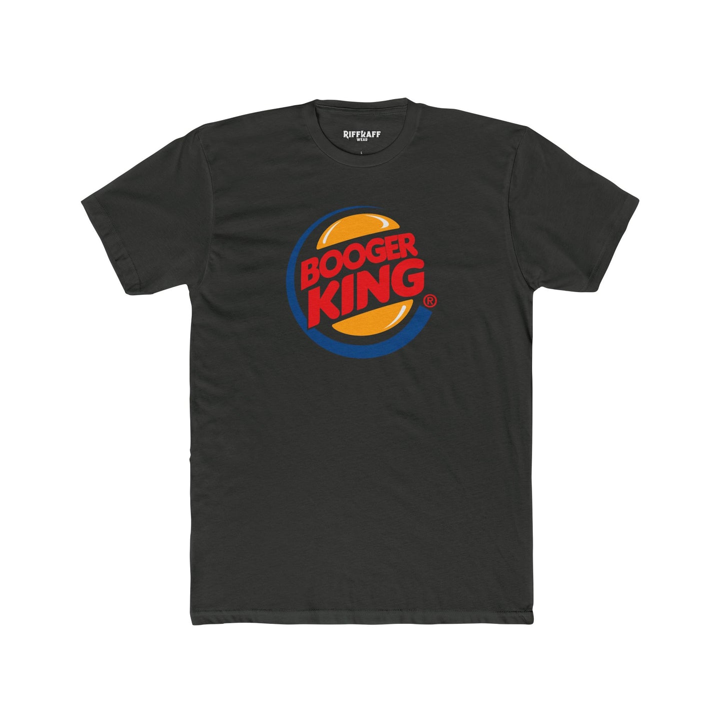 Funny 'Booger King' Unisex Cotton Crew Tee - Humorous T-Shirt for Kids and Adults - Parody Logo Series - Riff Raff Wear