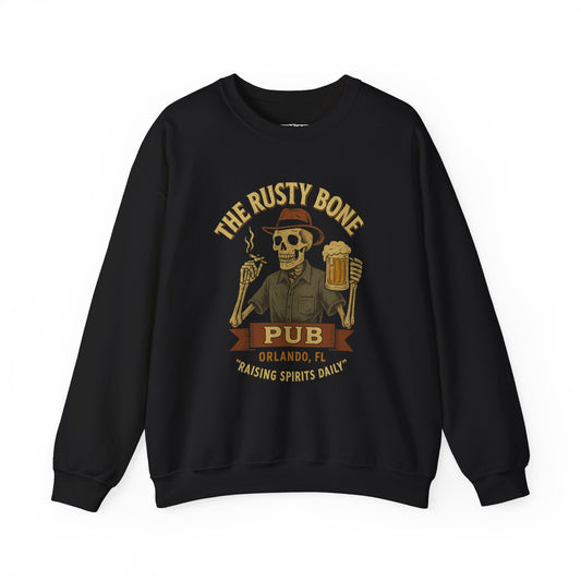 Rusty Bone Pub Skeleton Sweatshirt - Unisex Heavy Blend™ Crewneck for Pub Lovers - Fun Barwear - Riff Raff Wear Underground