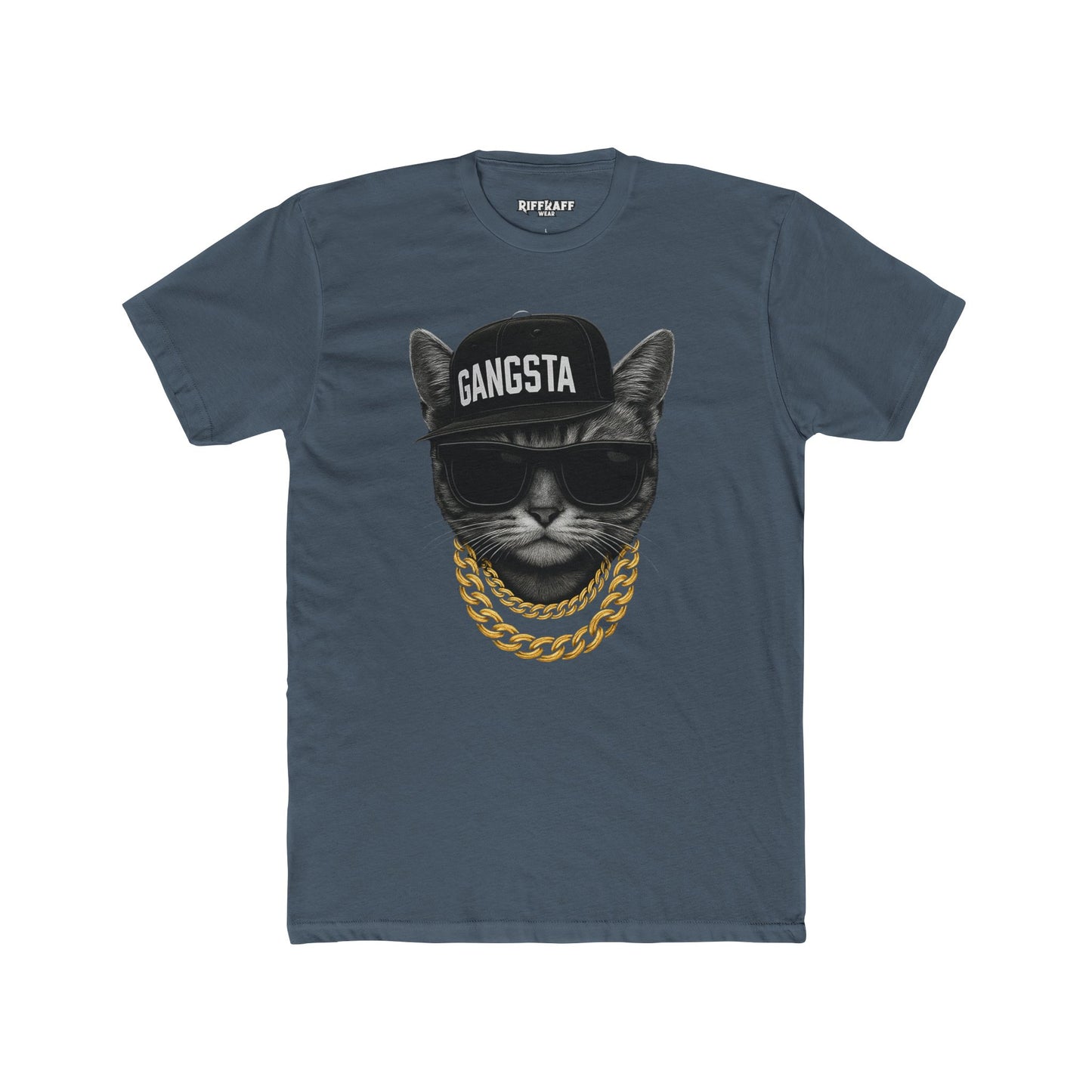 Gangsta Cat Unisex Cotton Crew Tee - Apparel for Animal Lovers - Riff Raff Wear