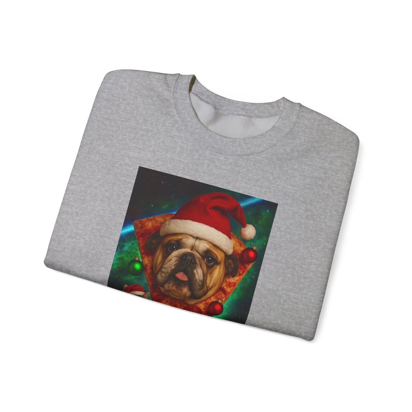 Festive Dog Pizza Sweatshirt, Holiday Gift, Christmas Apparel, Unisex Crewneck, Dog Lover Sweatshirt - Riff Raff Wear