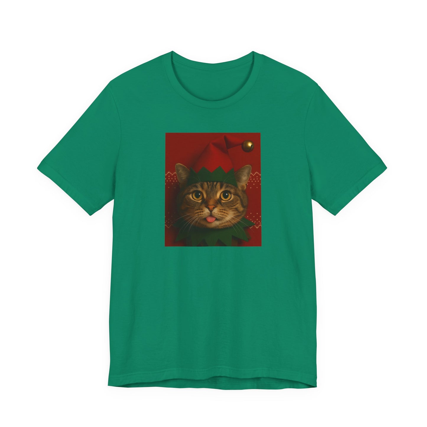 Festive Cat Elf T-Shirt, Christmas Tee, Holiday Gift, Cute Cat Lover Shirt, Unisex Apparel, Funny Christmas Top - Riff Raff Wear