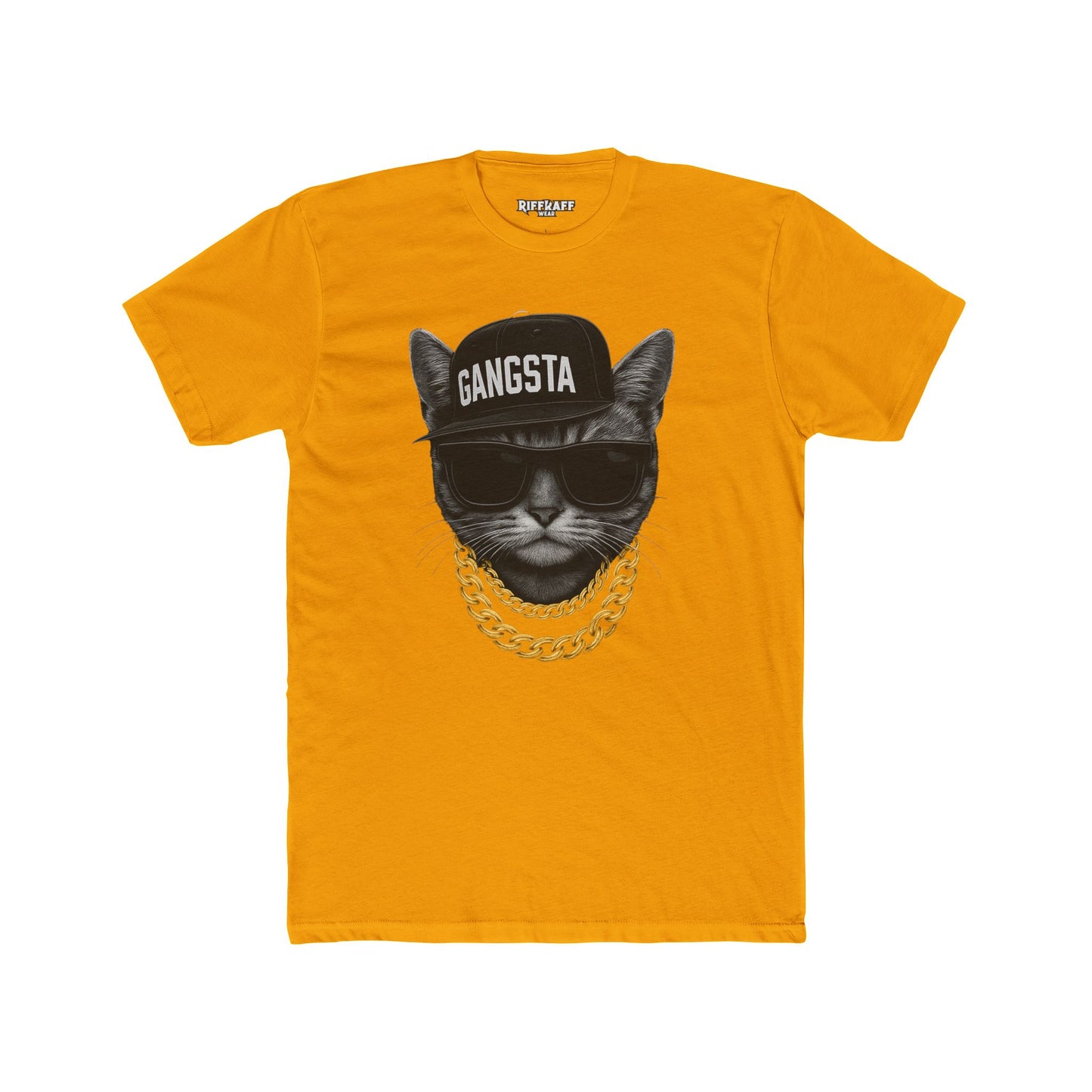 Gangsta Cat Unisex Cotton Crew Tee - Apparel for Animal Lovers - Riff Raff Wear
