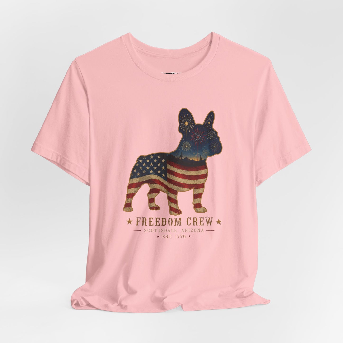 Freedom Crew Frenchie T-Shirt – Patriotic Bulldog Flag Tee