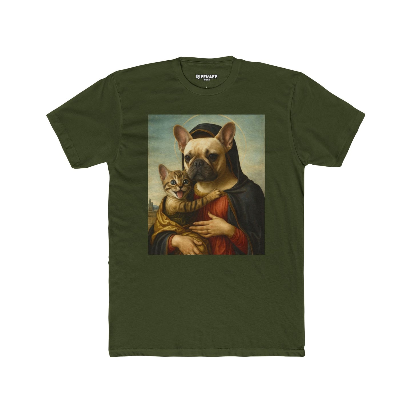 Funny Pet Portrait Unisex Cotton Crew Tee - Cat & Dog Art Tee - Riff Raff Wear