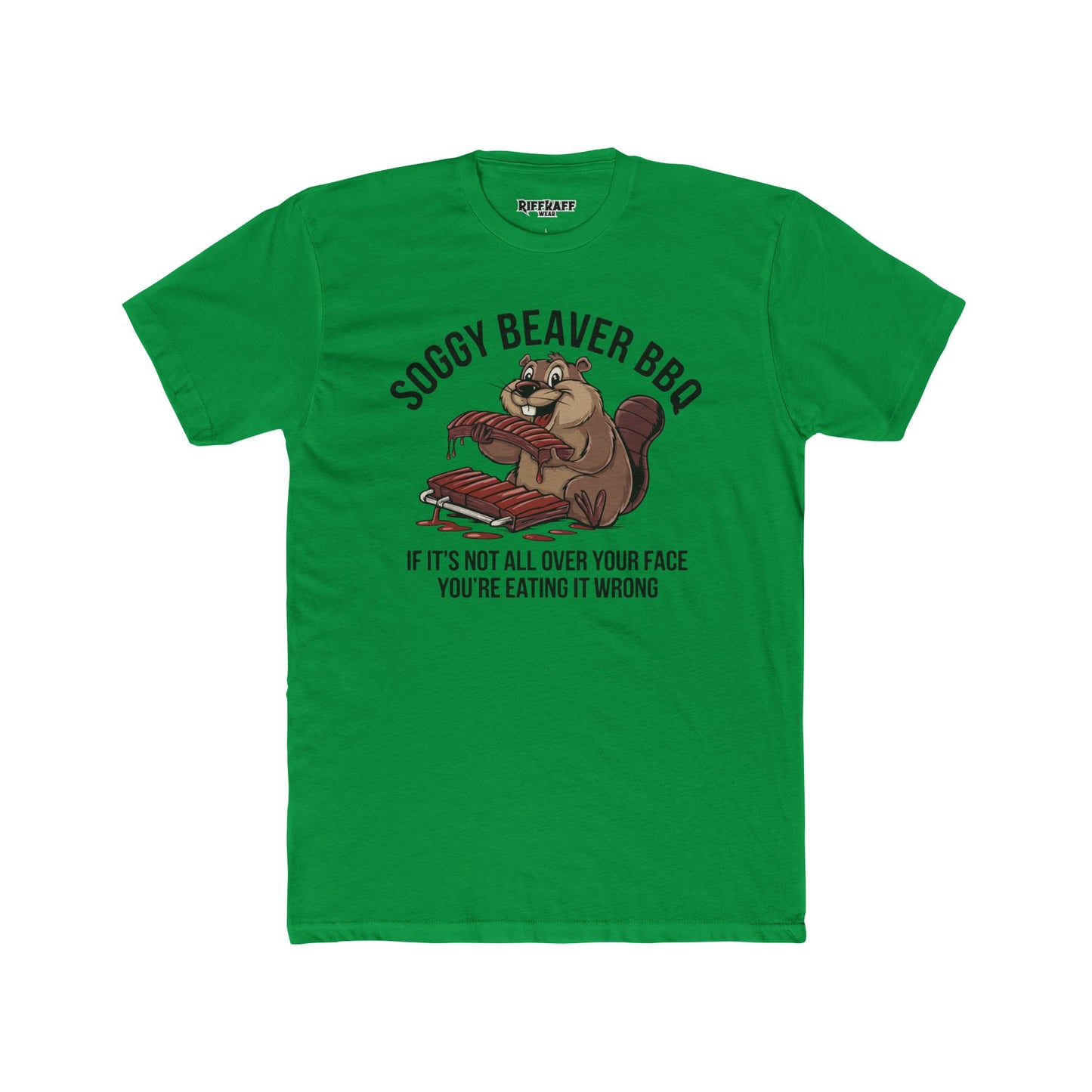 Soggy Beaver BBQ Unisex Cotton Crew Tee - Fun Foodie Shirt - Riff Raff Wear