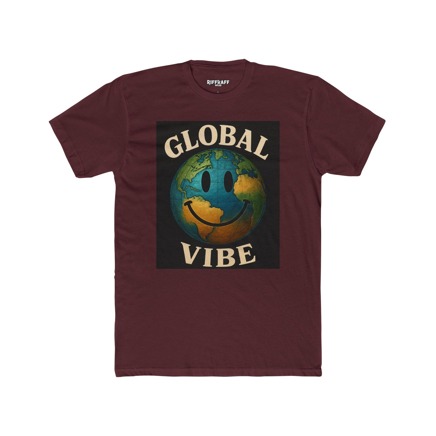 Global Vibe Unisex Cotton Crew Tee - Positive Earth Design for Eco Lovers - Riff Raff Wear