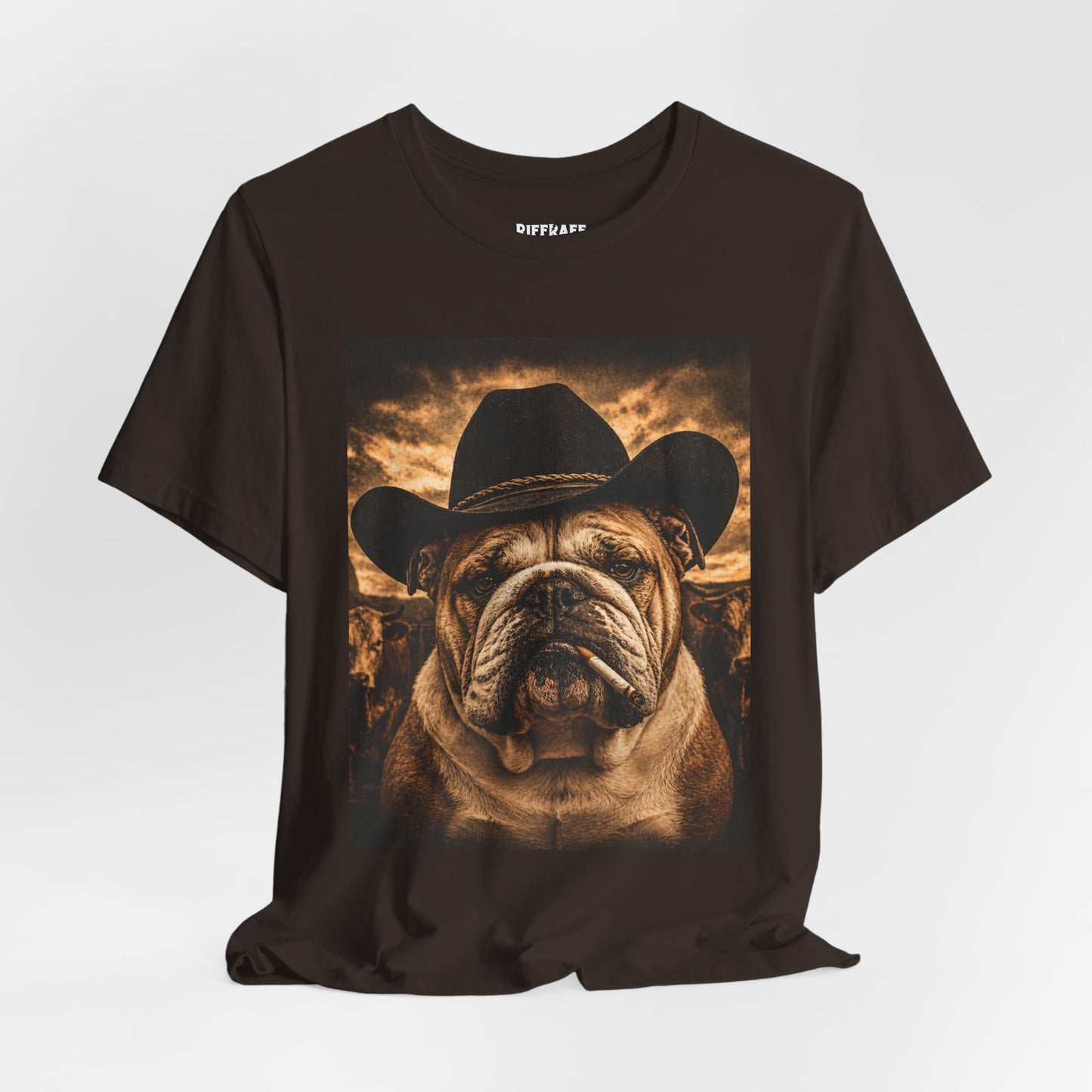 Bulldog Cowboy T‑Shirt  Vintage Western Dog Graphic Tee - Riff Raff Wear
