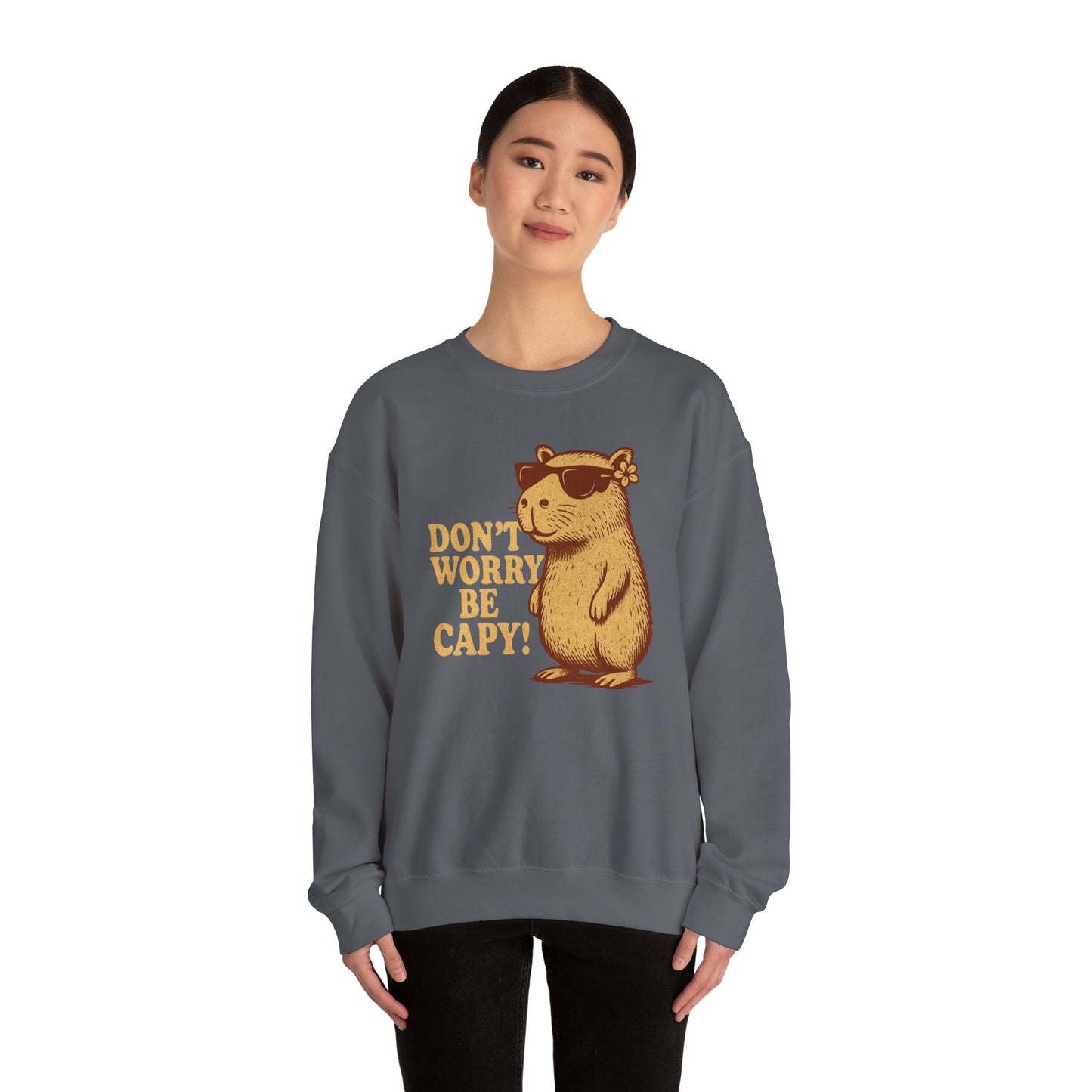 Don't Worry Be Capy! - Unisex Heavy Blend Crewneck Sweatshirt - Riff Raff Wear