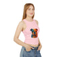 Colorful Bulldog Print Micro Rib Racer Tank Top - Riff Raff Wear