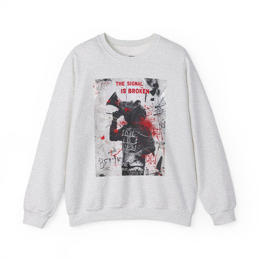 Unisex Crewneck Sweatshirt - "The Signal is Broken" Graphic Design - Riff Raff Wear